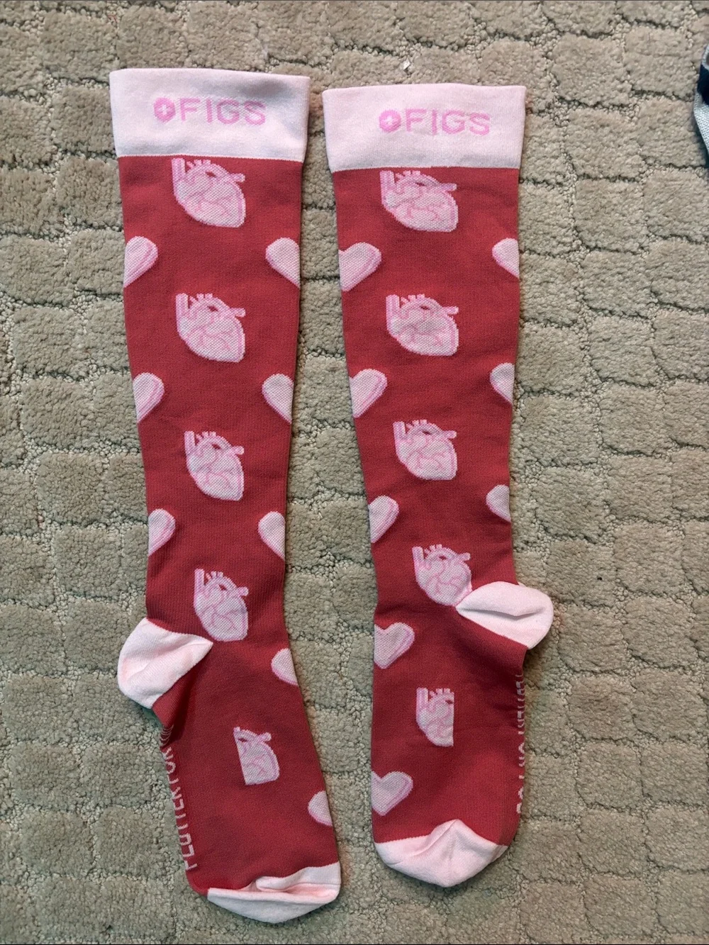 Figs Compression Socks Flutter For You Heart Pattern | Size S